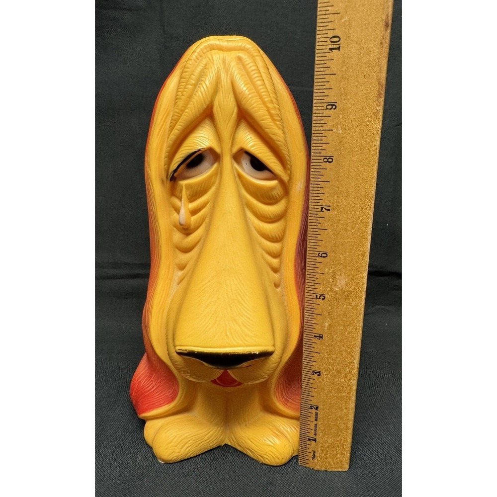 Vintage 1971 Axelrod Blow Mold Coin Bank Crying Basset Hound - Picture 3 of 12